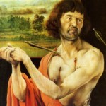 Fig. 10. Grünewald, Isenheim Altarpiece, First view, left wing (St. Sebastian), detail.