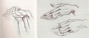Fig. 4b. Heinrich Nauen, Zwei Studien zu den ineinandergelegten Händen and Zwei Studien zur linken Hand des Johannes, c. 1912, Kunstmuseum, Bonn.