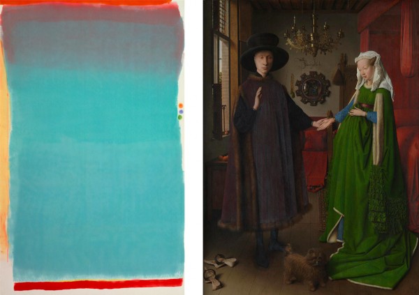 3. Jules Olitski, Tin Lizzie Green, 1964. Alkyd and oil/wax crayon on canvas. 330.2 x 208.3 cm. Museum of Fine Arts, Boston. 4. Jan Van Eyck, The Arnolfini Portrait, 1434. Oil on oak, 82.2 x 60 cm. National Gallery, London.